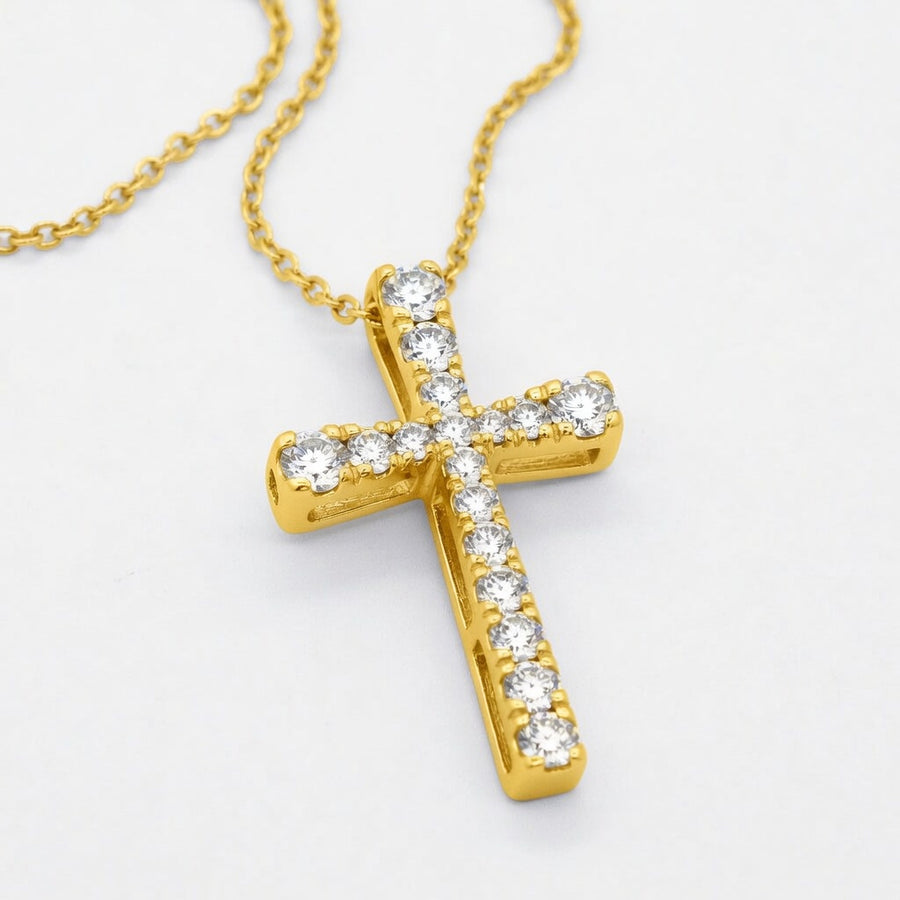 14K White Gold French Pavé Cross Lab-Grown Diamond Pendant (2.00 CTW – D–F / VS1–VS2)
