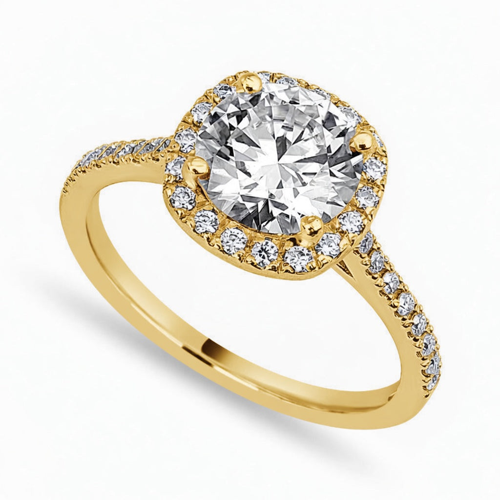 Aaliyah 2.33 ct Lab Grown Round Cut Pave Halo Diamond Engagement Ring