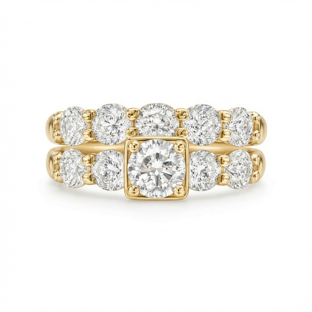 2.00 CT Lab-Grown Diamond 2PCS Bridal Set in 14K White Gold – Gorgeous Engagement & Wedding Ring Design