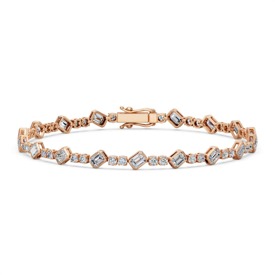 4.78 Carat Emerald Cut Diamond Tennis Bracelet VS1 D F White Gold 14k