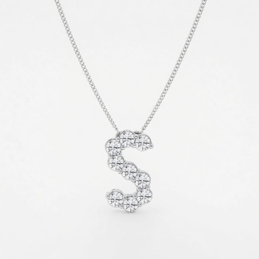 1.00 CTW Round Lab-Grown Diamond Initial S Personalized Pendant (D–F / VS1–VS2)