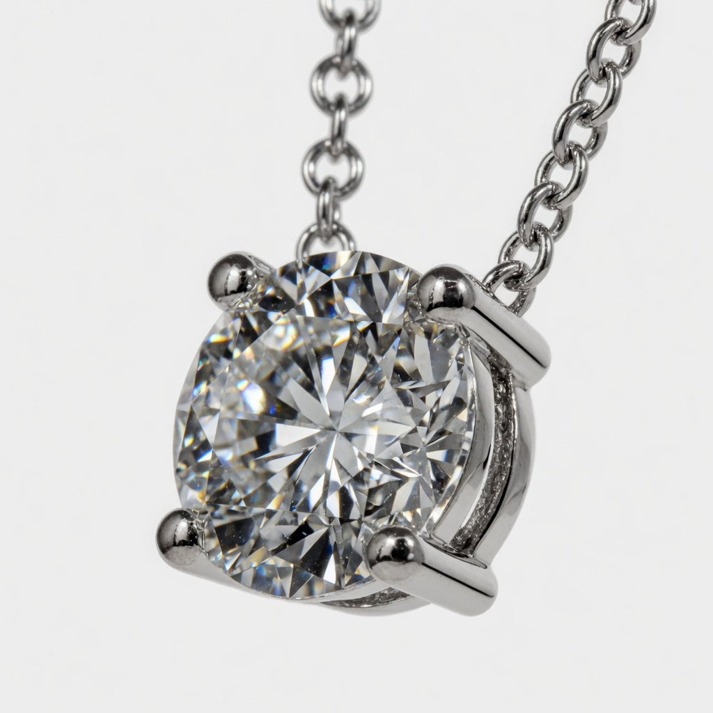 1.00 Carat Round Cut Lab-Grown Diamond Solitaire Pendant VS1 D-F White Gold 14K