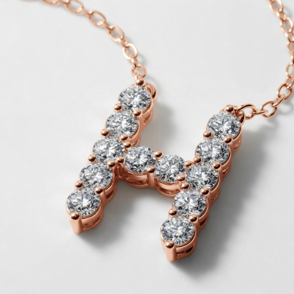 1.00 CTW Round Lab-Grown Diamond Initial H Personalized Pendant (D–F / VS1–VS2)