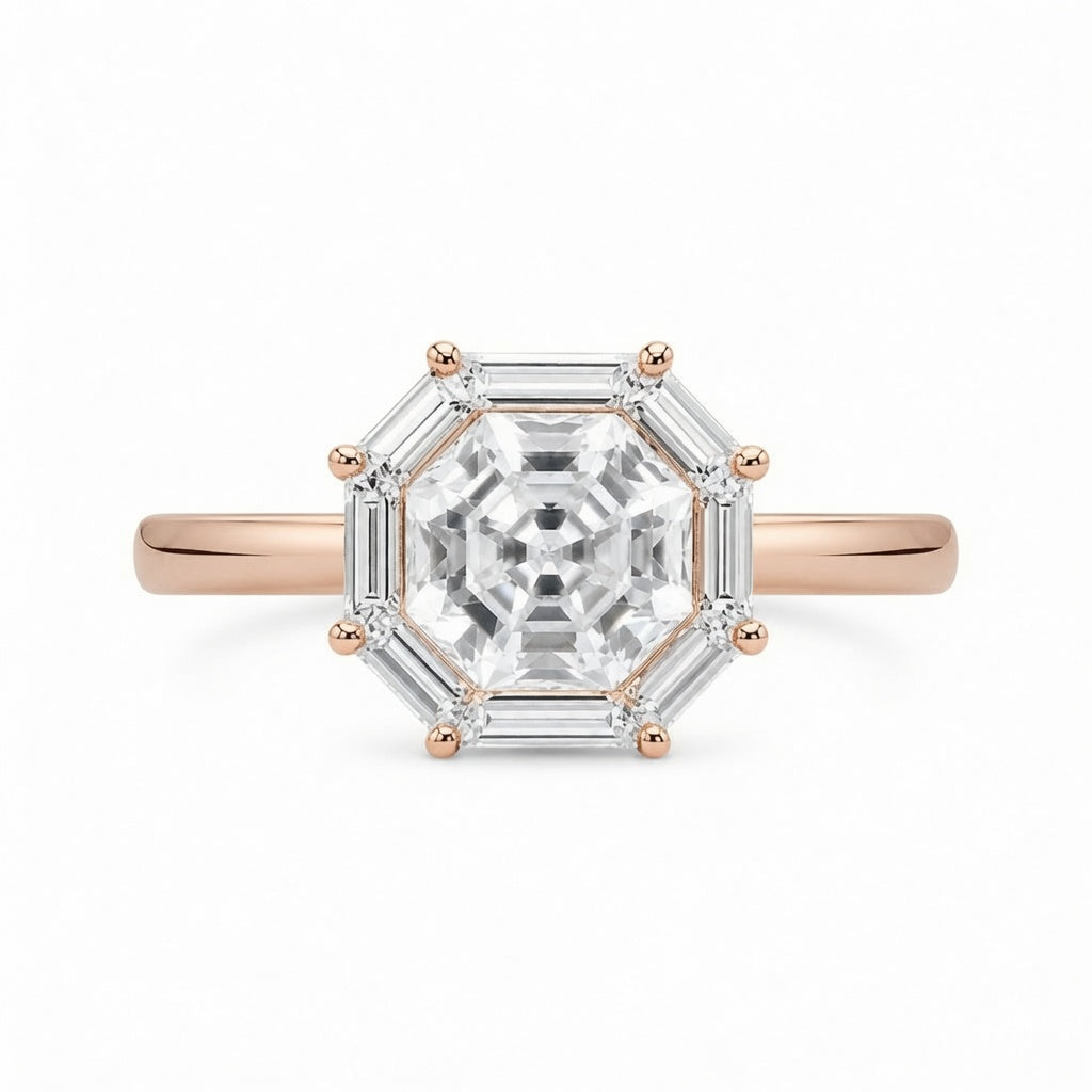 2.00 CT Asscher Cut Lab-Grown Diamond Engagement Ring in 14K White Gold – Vintage Pavé Band Design