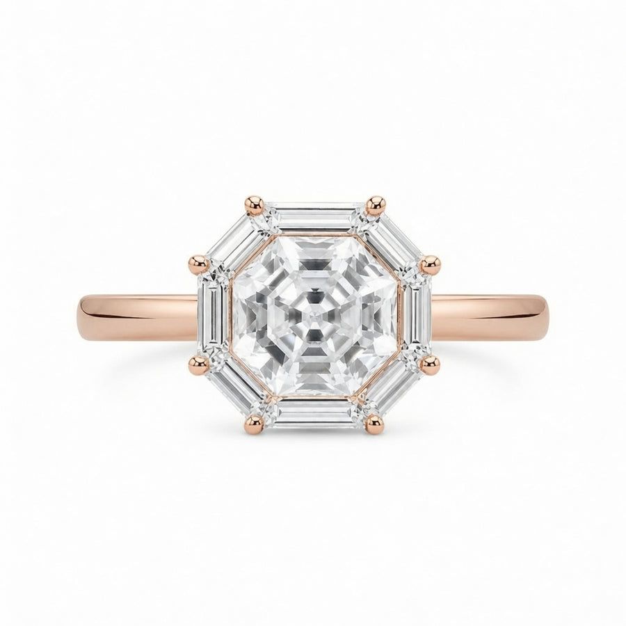 2.00 CT Asscher Cut Lab-Grown Diamond Engagement Ring in 14K White Gold – Vintage Pavé Band Design