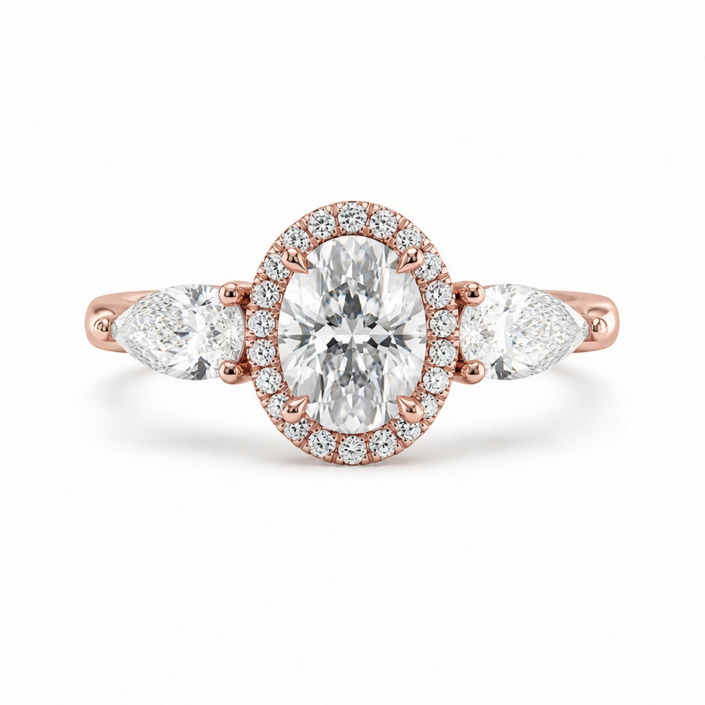 3.00 CT Oval Lab-Grown Diamond Three-Stone Engagement Ring in 14K White Gold – IGI Certified Promise Design