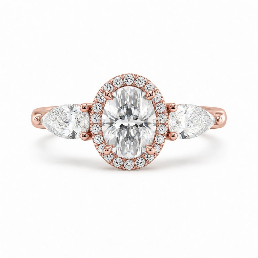 3.00 CT Oval Lab-Grown Diamond Three-Stone Engagement Ring in 14K White Gold – IGI Certified Promise Design