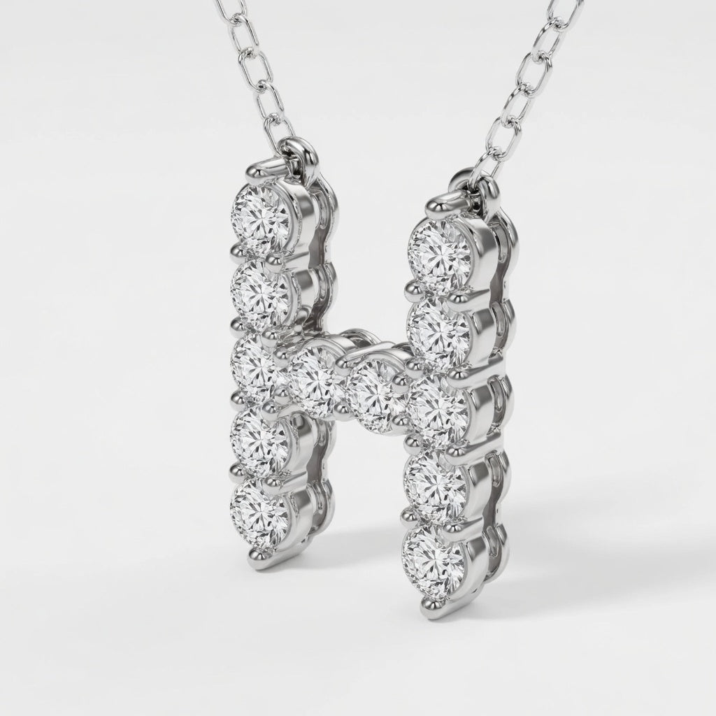 1.00 CTW Round Lab-Grown Diamond Initial H Personalized Pendant (D–F / VS1–VS2)