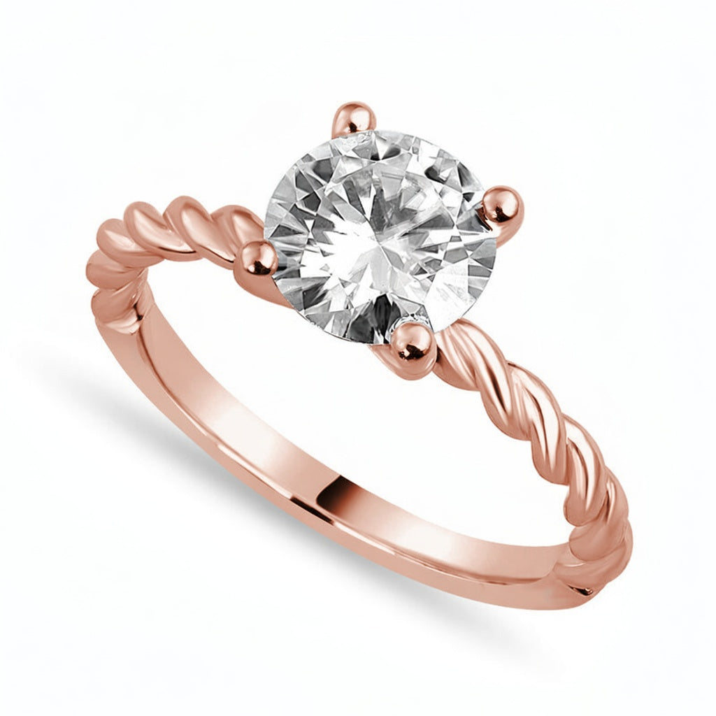 Aurora 2 ct Lab Grown Round Cut Twist Rope Diamond Engagement Ring