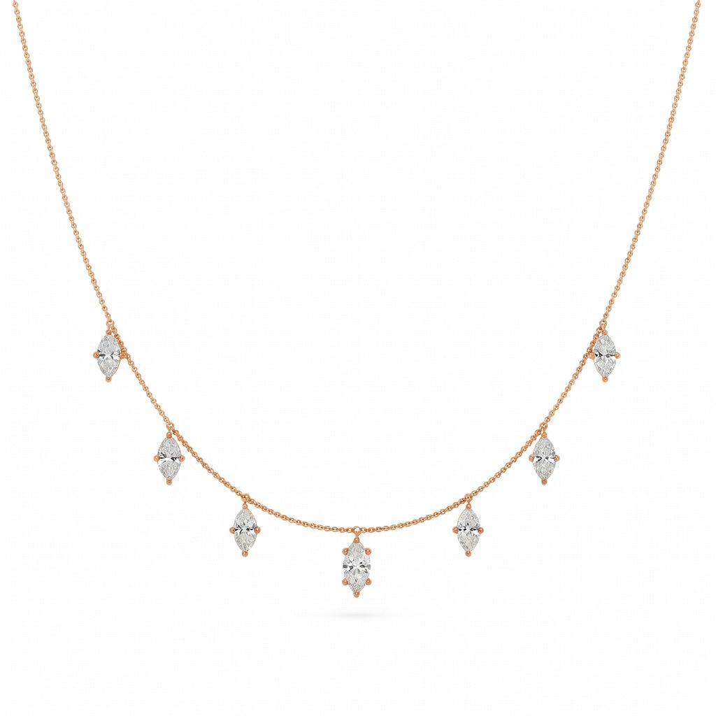 2 Ct Marquise Cut Diamond Chain Necklace VS1 D-F White Gold 14k