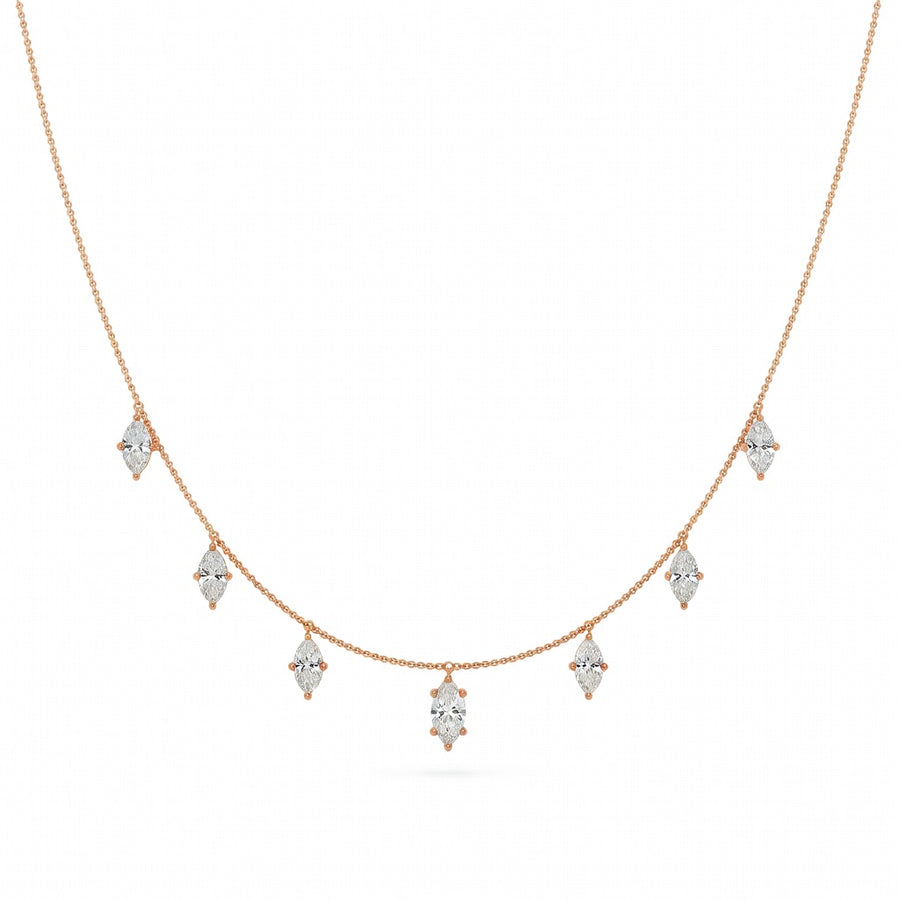 2 Ct Marquise Cut Diamond Chain Necklace VS1 D-F White Gold 14k