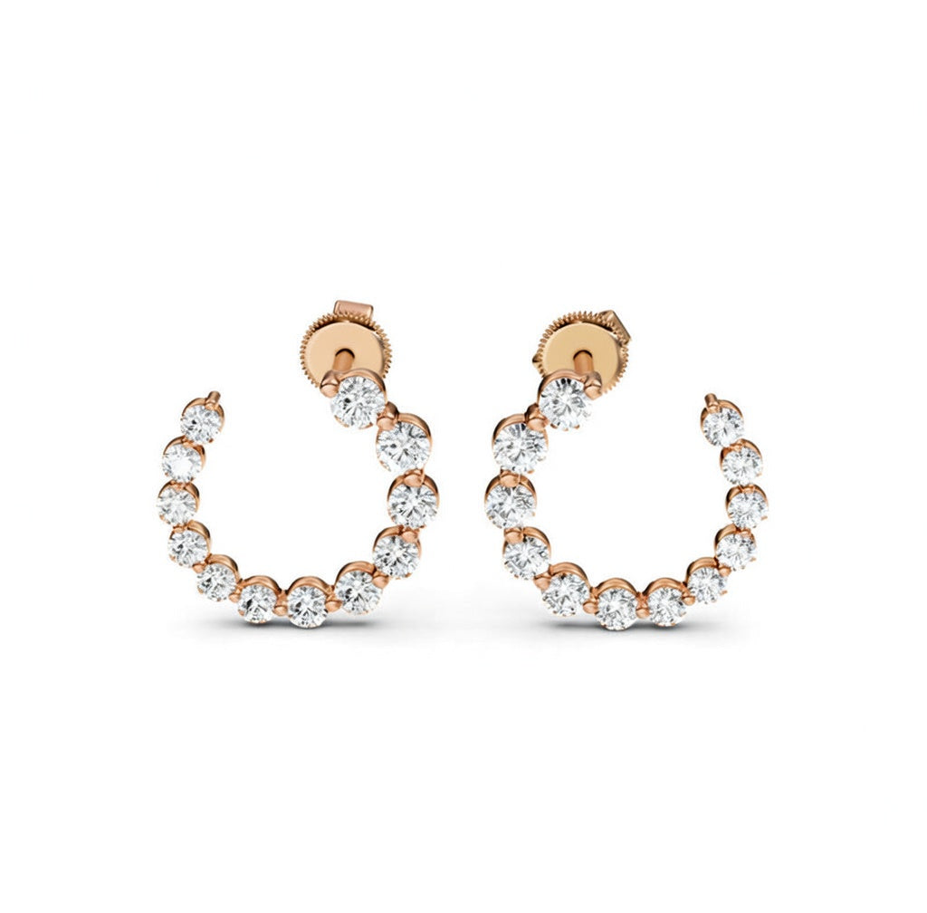1.77 ct Round Cut Hoop Prong Butterfly Diamond Earrings VS1 D White Gold 14k