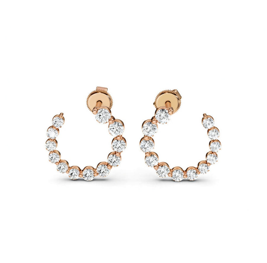 1.77 ct Round Cut Hoop Prong Butterfly Diamond Earrings VS1 D White Gold 14k