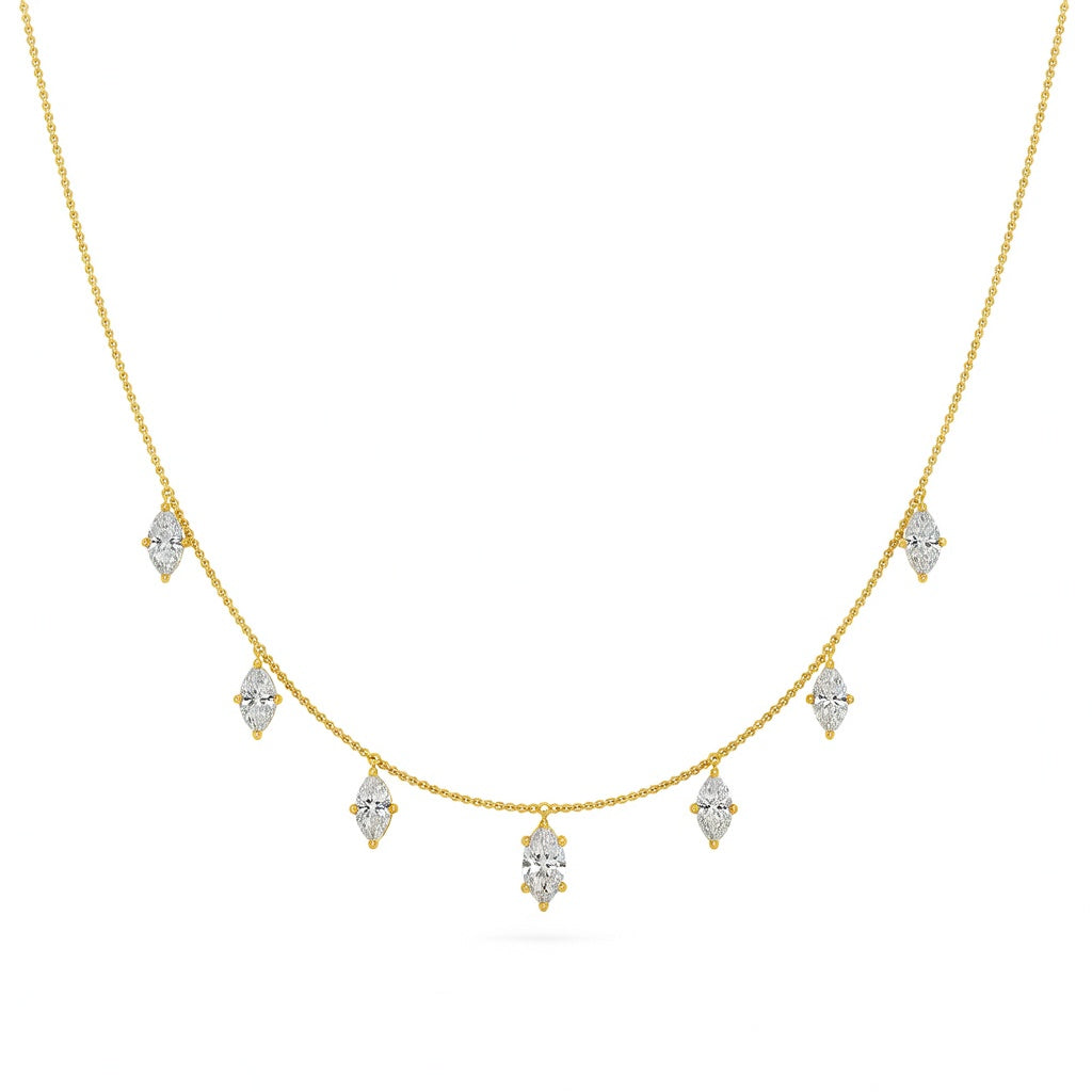 2 Ct Marquise Cut Diamond Chain Necklace VS1 D-F White Gold 14k
