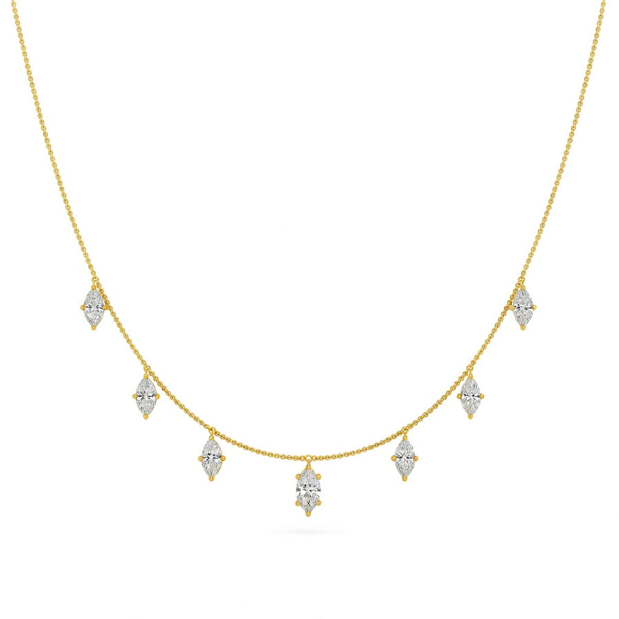 2 Ct Marquise Cut Diamond Chain Necklace VS1 D-F White Gold 14k
