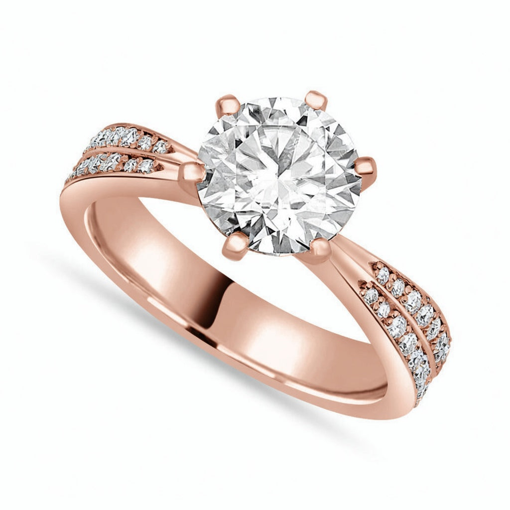 Natalia 2.92 ct Lab Grown Round Cut Double Row Pave Diamond Engagement Ring