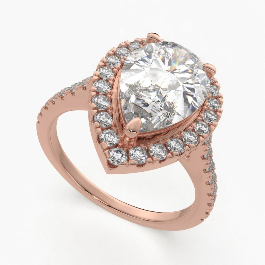 Isadora 4.4 Carat Pear Cut Halo Pave Engagement Ring