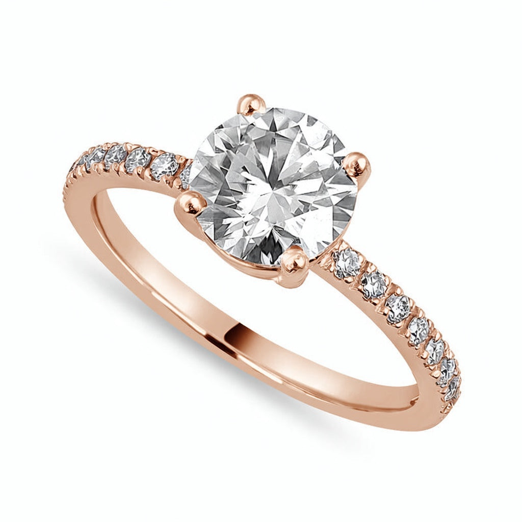 Cora 1.75 ct Lab Grown Round Cut Classic Pave Diamond Engagement Ring