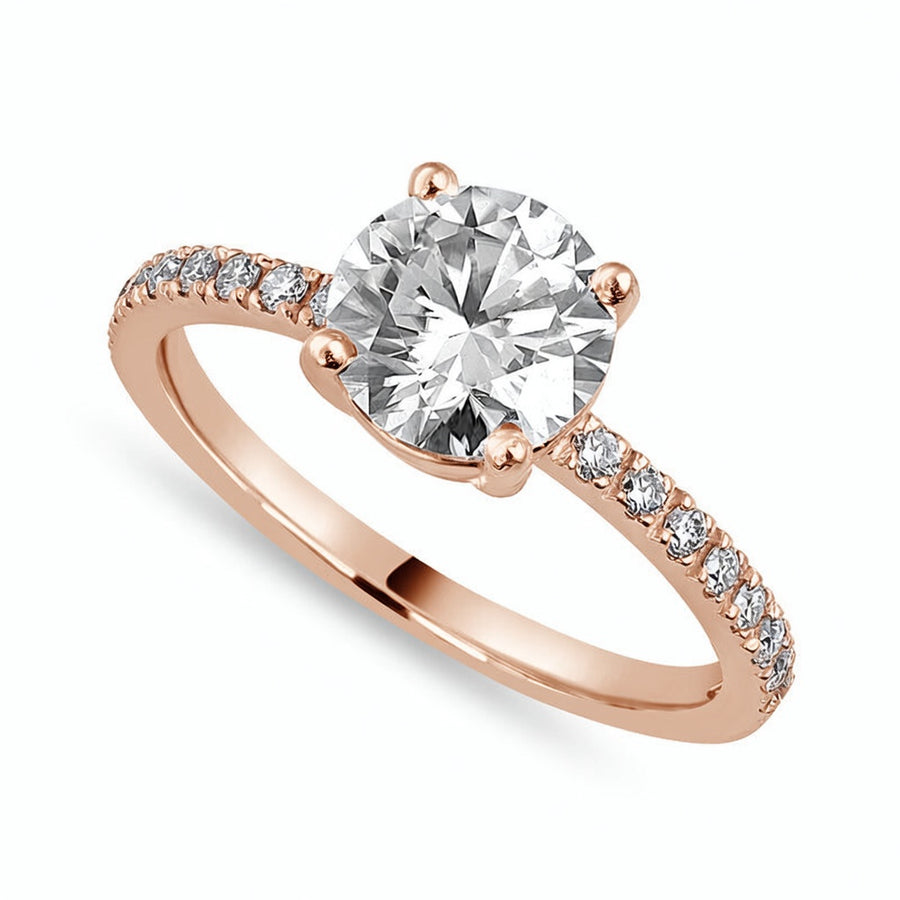 Cora 1.25 ct Lab Grown Round Cut Classic Pave Diamond Engagement Ring