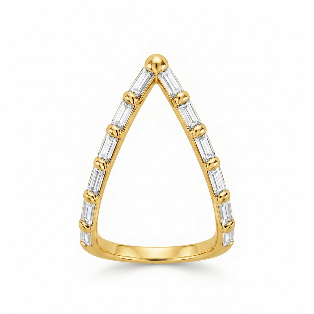 1.00 CT Lab-Grown Diamond Chevron Fashion Ring in 14K White Gold (D–F / VS1–VS2)