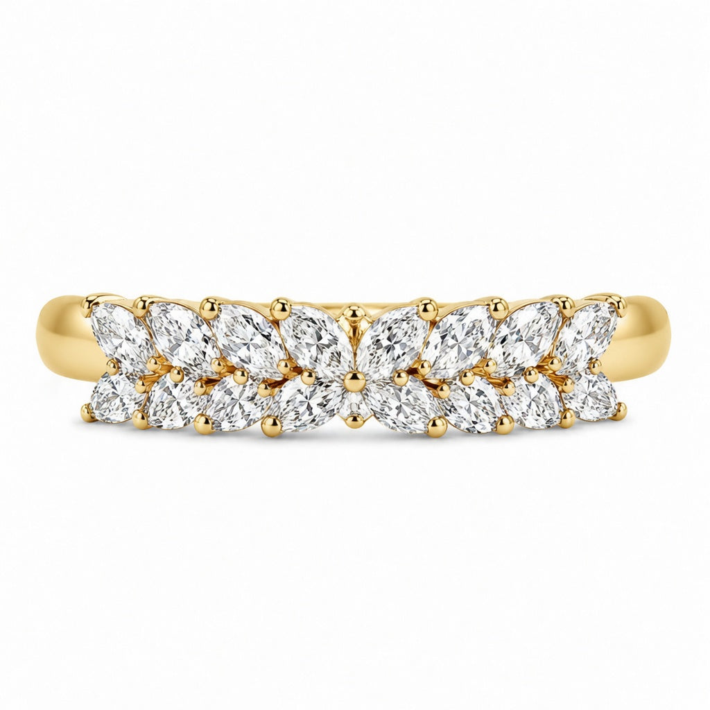 1.00 CT Lab-Grown Diamond Half Eternity Ring in 14K Yellow Gold (D–F / VS1–VS2)