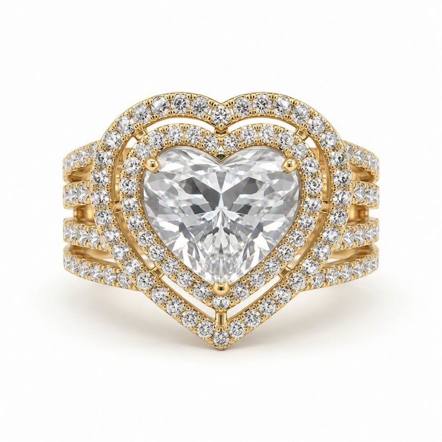 2.50 CT Heart Cut Lab-Grown Diamond Double Halo Engagement Ring in 14K White Gold – Luxury Statement Design