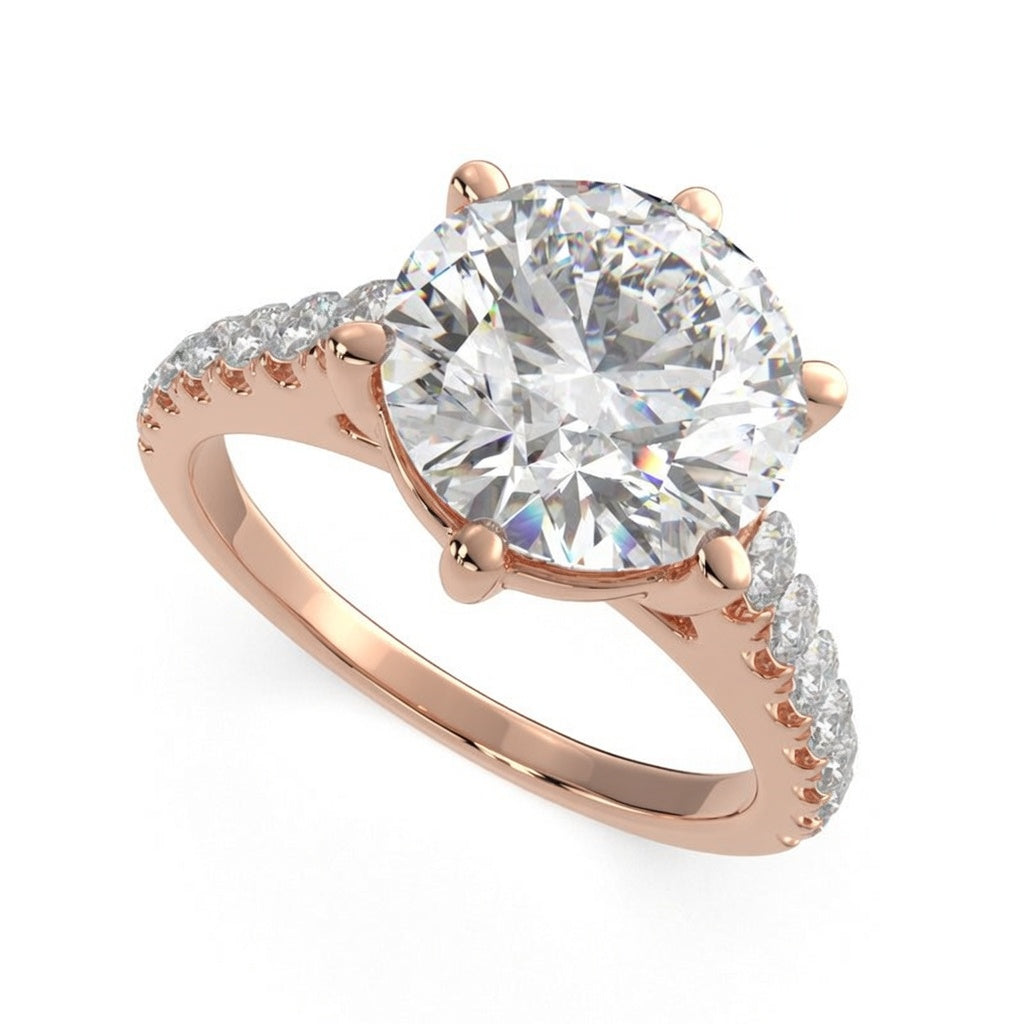 Karina 1.3 Carat Round Cut Pave 6 Prong Engagement Ring