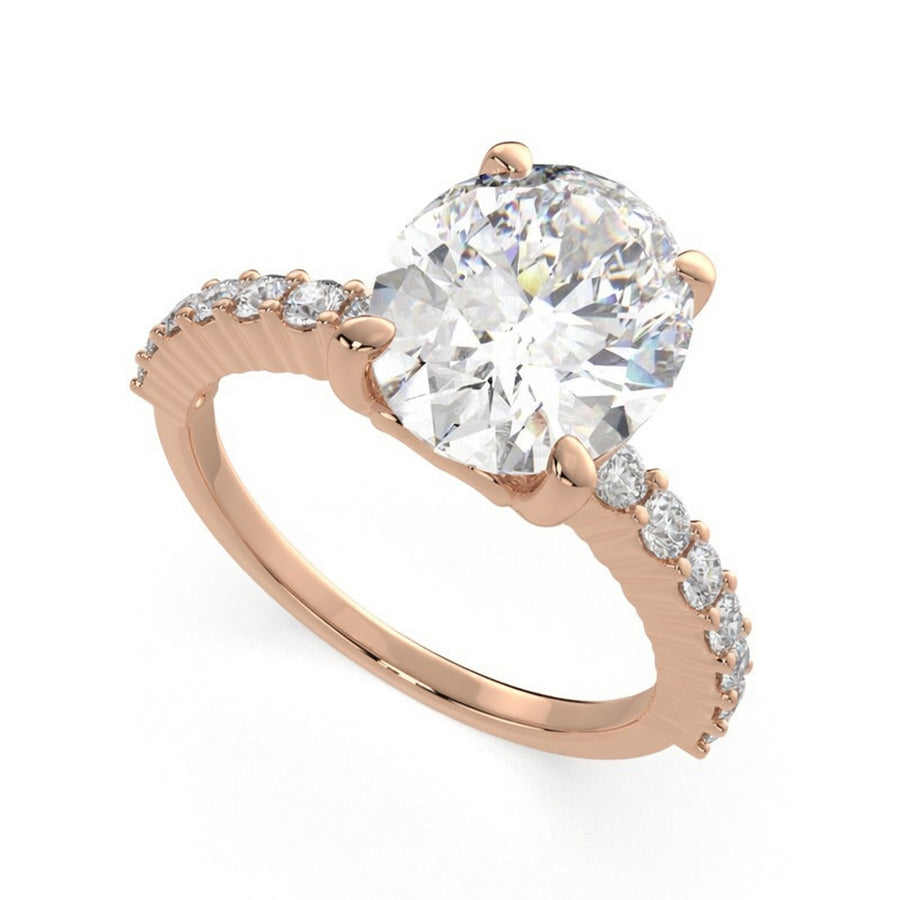 Lavinia 3.35 Carat Oval Cut Side Stone 4 Prong Engagement Ring