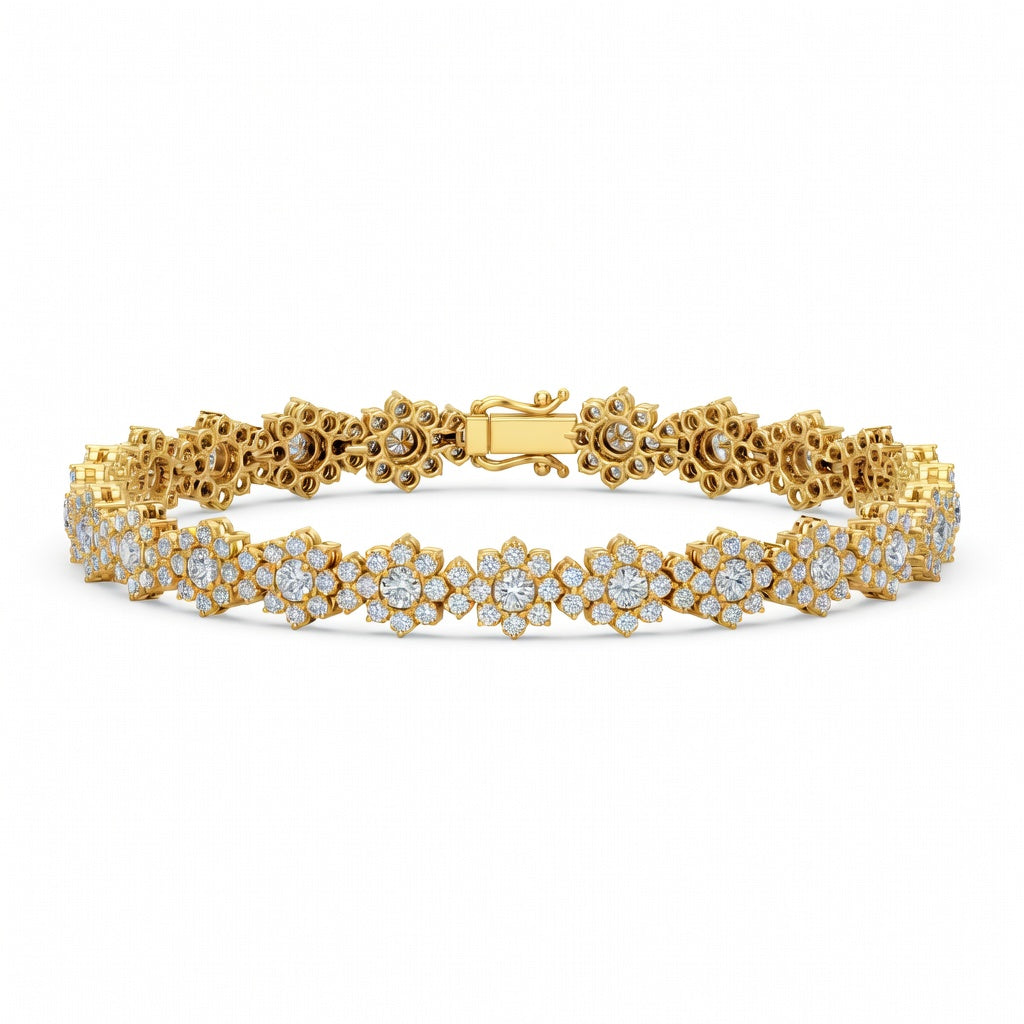 7.16 Carat Round Cut Diamond Tennis Bracelet VS1 D F White Gold 14k