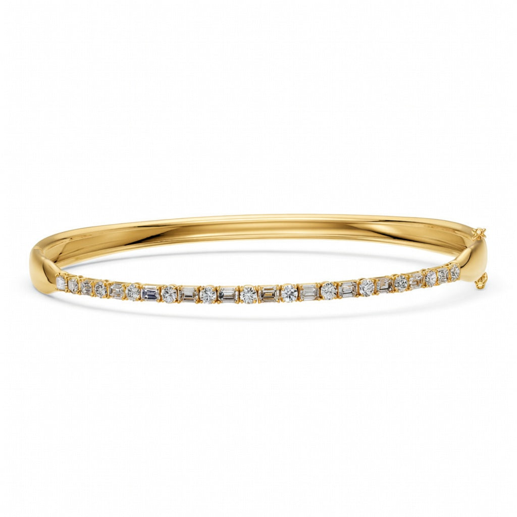 1.6 Carat Round Emerald Cut Diamond Tennis Bracelet VS1 D F White Gold 14k