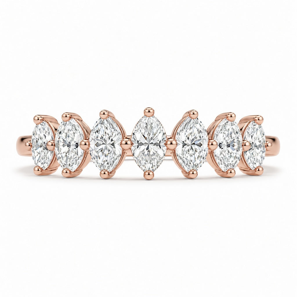 1.30 CT Lab-Grown Diamond Half Eternity Ring in 14K White Gold (D–F / VS1–VS2)