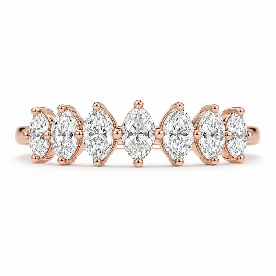 1.30 CT Lab-Grown Diamond Half Eternity Ring in 14K White Gold (D–F / VS1–VS2)