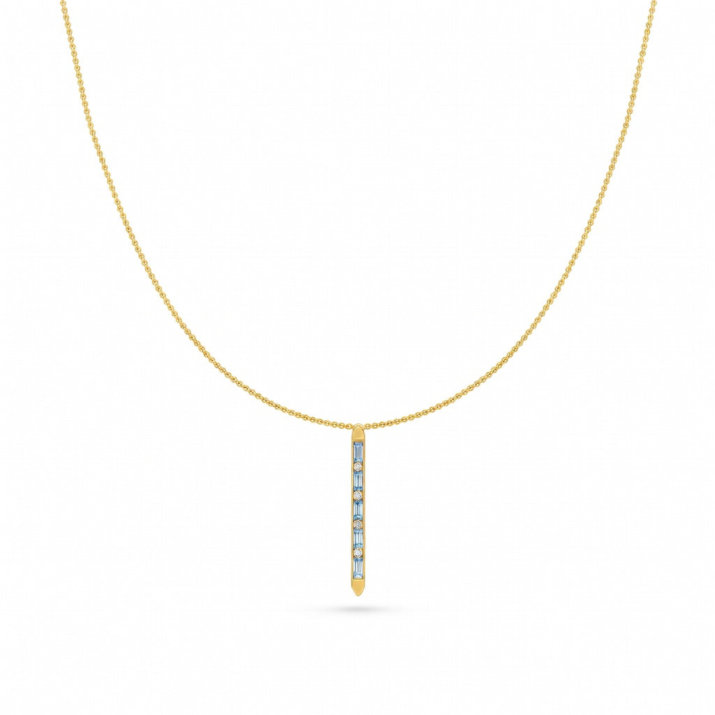 0.3 Ct Baguette Cut Diamond Pendant Necklace VS1 D-F White Gold 14k