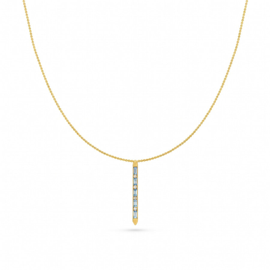 0.3 Ct Baguette Cut Diamond Pendant Necklace VS1 D-F White Gold 14k