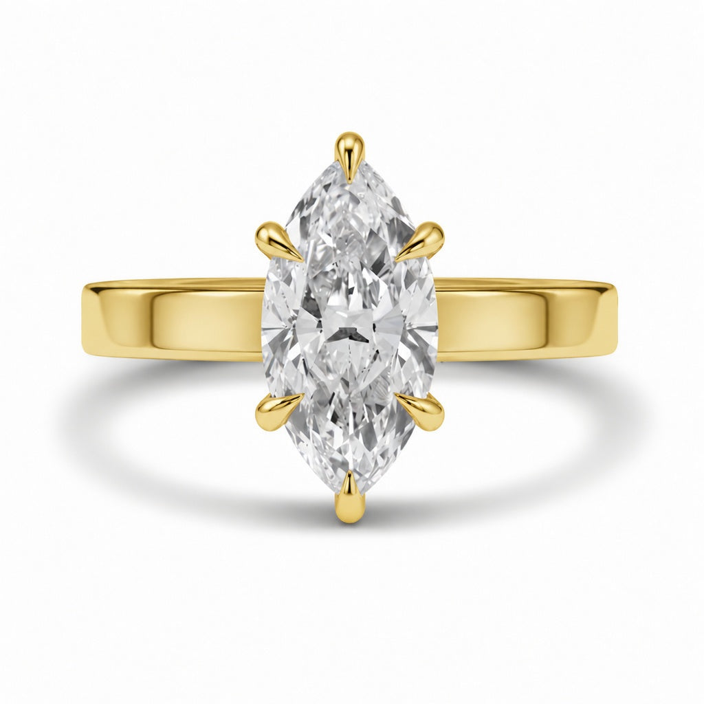 3.30 CT Marquise Lab-Grown Diamond Hidden Halo Engagement Ring in 14K White Gold – Wide Band Design | IGI Certified