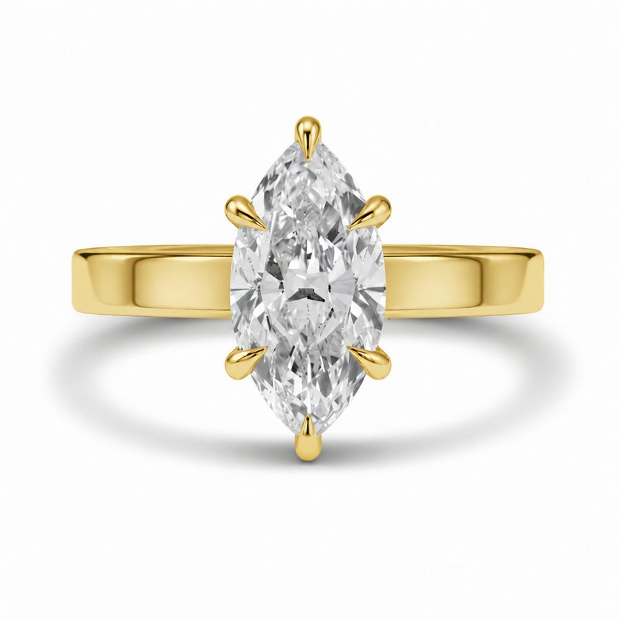 3.30 CT Marquise Lab-Grown Diamond Hidden Halo Engagement Ring in 14K White Gold – Wide Band Design | IGI Certified