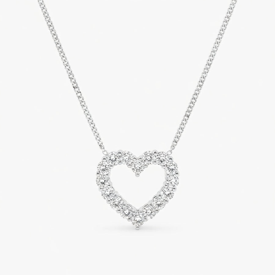 14K White Gold Heart Lab-Grown Diamond Pendant (1.00 CTW – D–F / VS1–VS2)