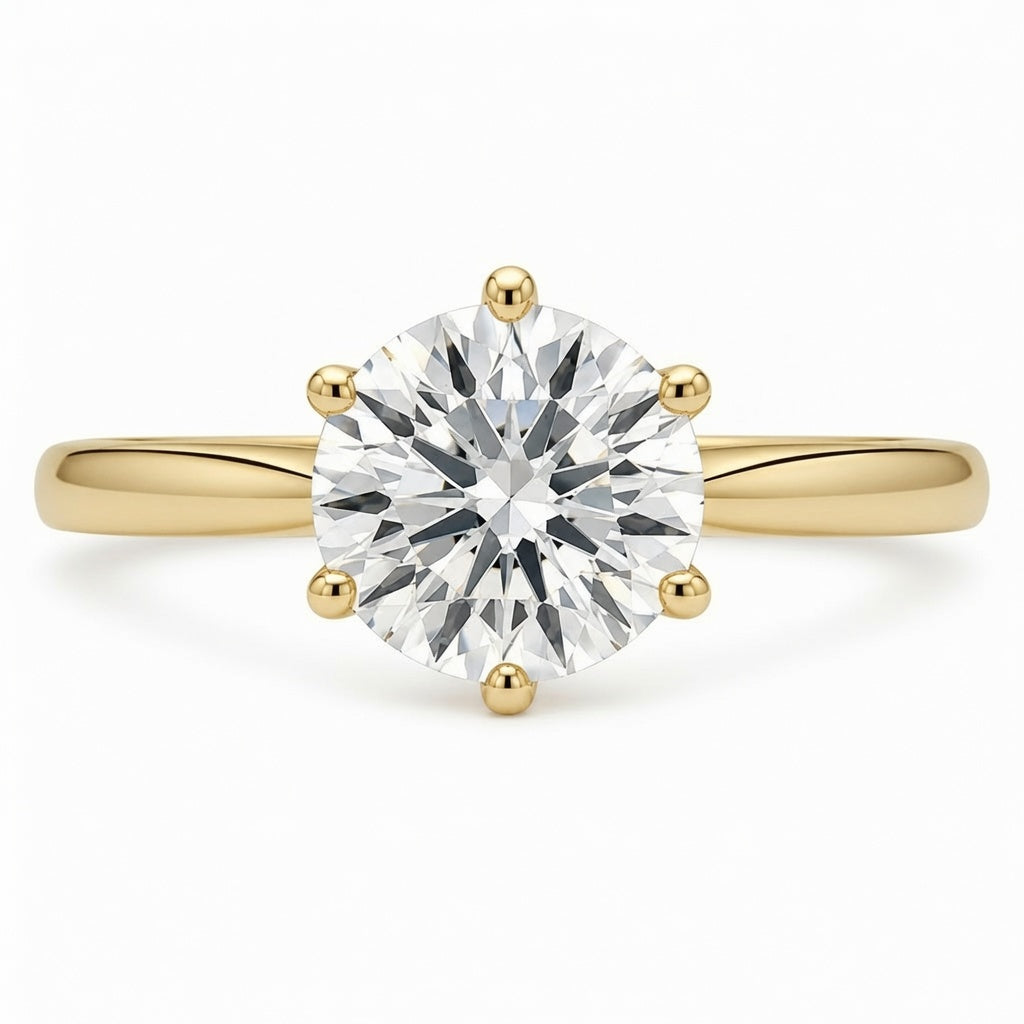 1.20 CT Round Lab-Grown Diamond Hidden Halo Engagement Ring in 14K White Gold – Tulip Set Milgrain Solitaire Design