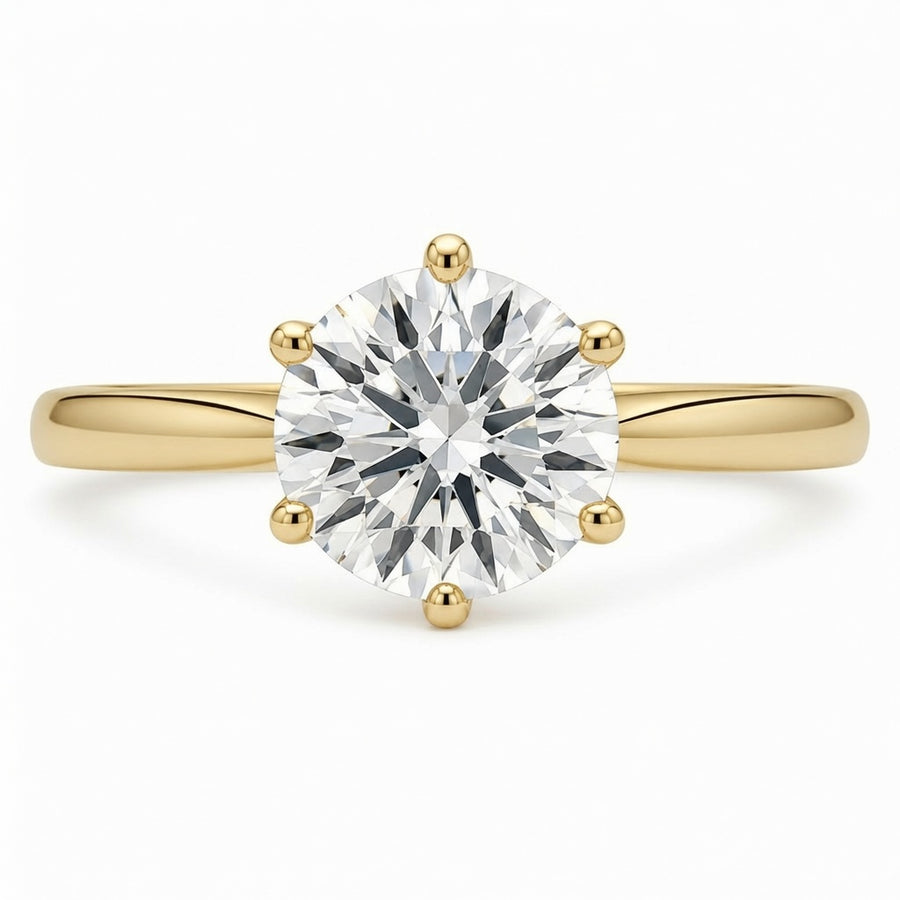 1.20 CT Round Lab-Grown Diamond Hidden Halo Engagement Ring in 14K White Gold – Tulip Set Milgrain Solitaire Design