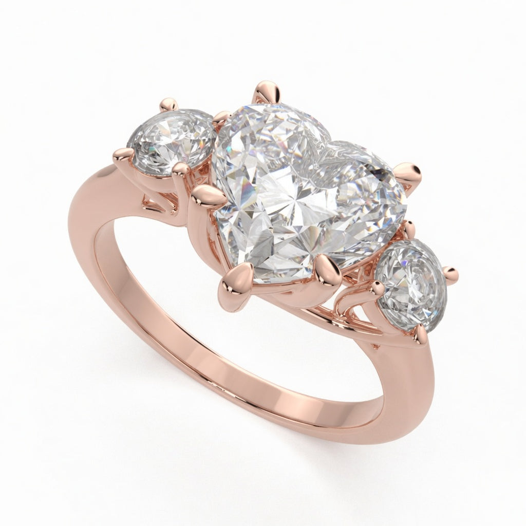 Hana 3.2 Carat Heart Cut 3 Stone Engagement Ring