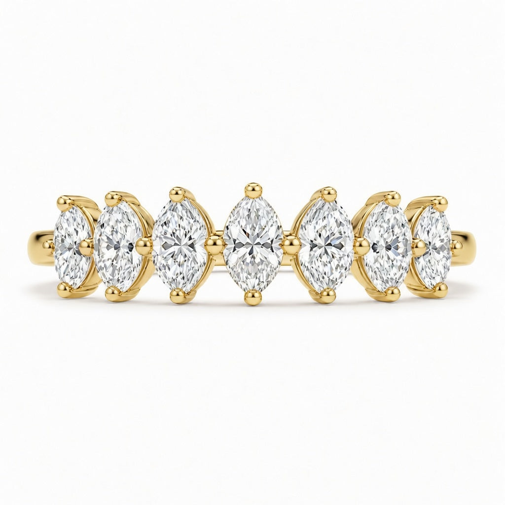 1.30 CT Lab-Grown Diamond Half Eternity Ring in 14K White Gold (D–F / VS1–VS2)