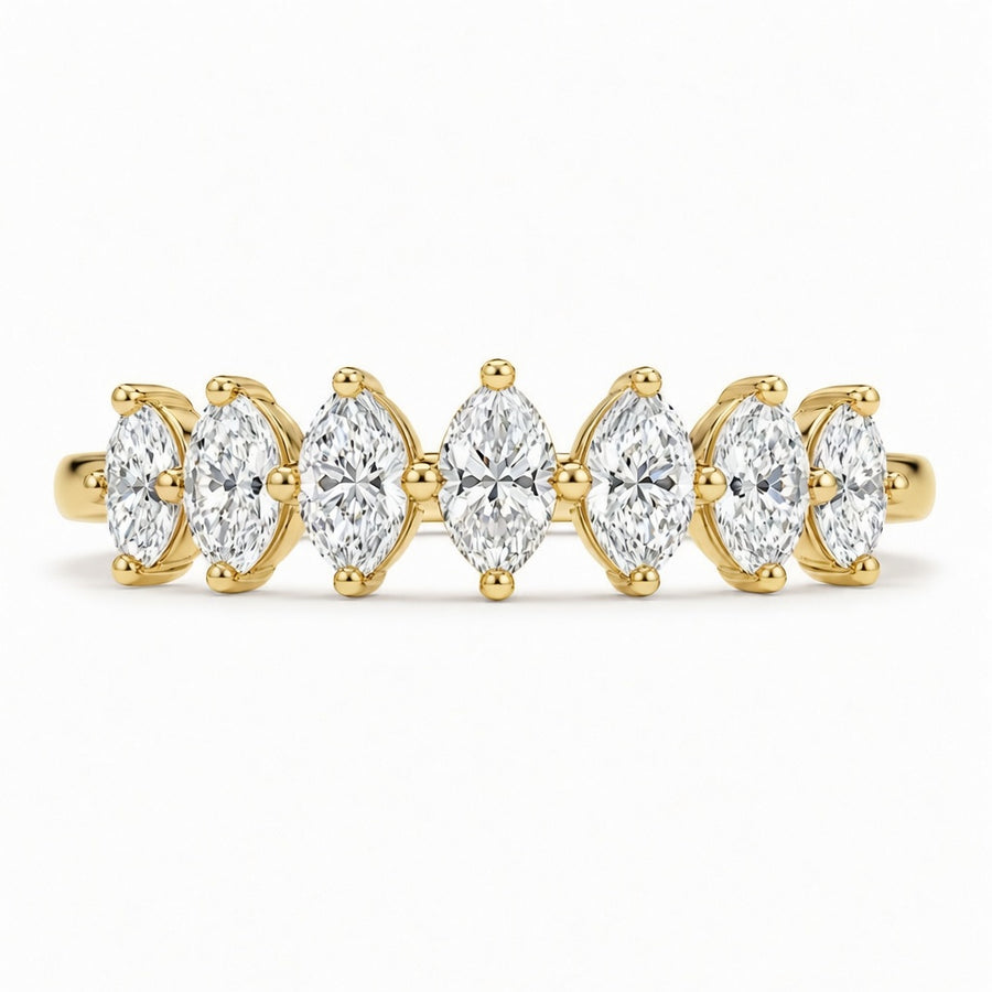 1.30 CT Lab-Grown Diamond Half Eternity Ring in 14K White Gold (D–F / VS1–VS2)