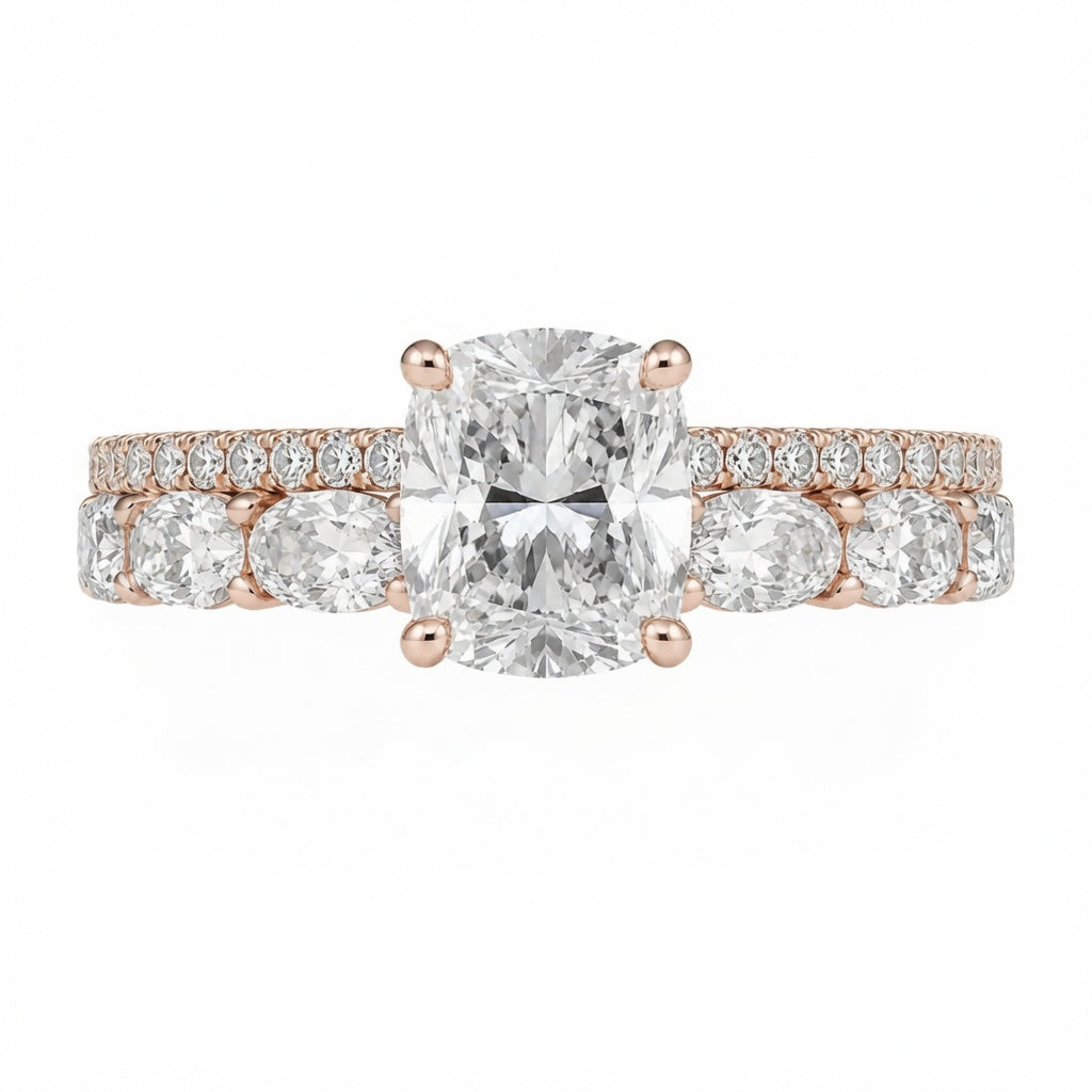 3.00 CT Cushion Cut Lab-Grown Diamond 2PCS Bridal Set in 14K White Gold – Brilliant Cut Wedding Ring Design