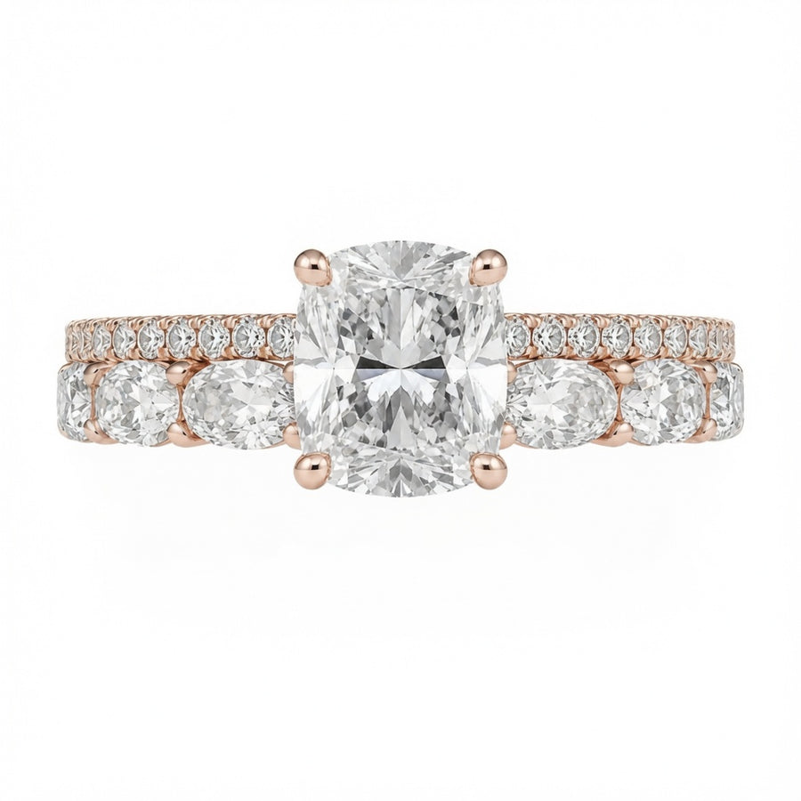 3.00 CT Cushion Cut Lab-Grown Diamond 2PCS Bridal Set in 14K White Gold – Brilliant Cut Wedding Ring Design