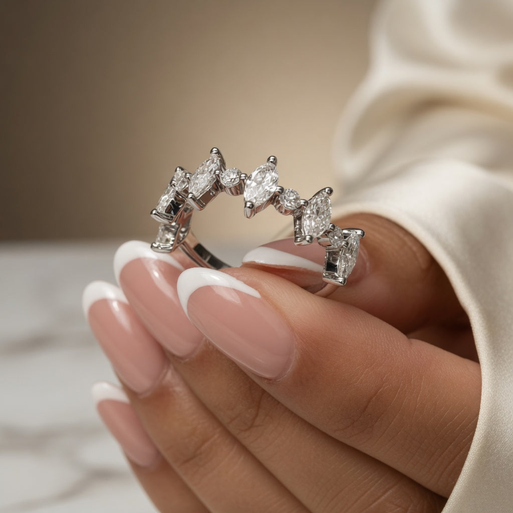 1.25 CT Lab-Grown Diamond Stackable Fashion Ring in 14K White Gold (D–F / VS1–VS2)