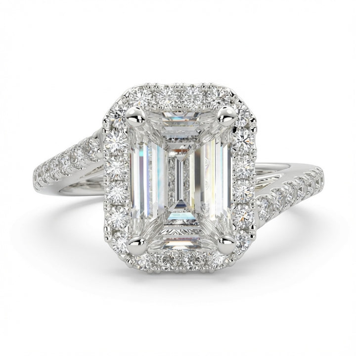 Paloma 1.35 Carat Emerald Cut Pave Halo Engagement Ring — product image