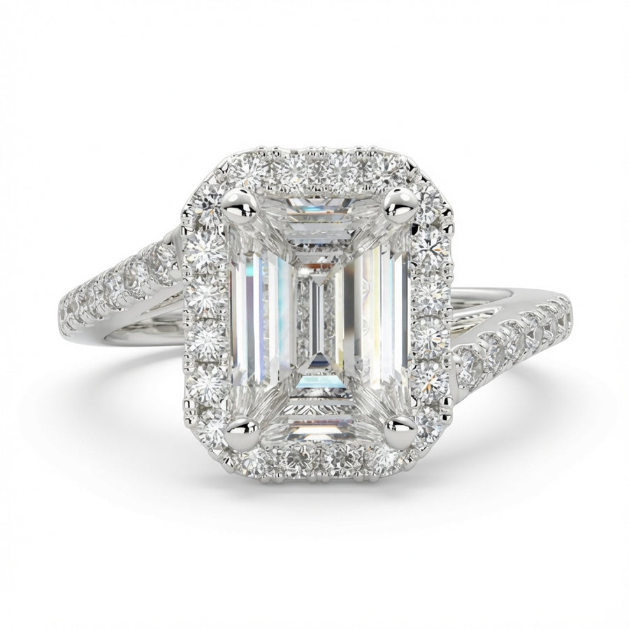 Paloma 3.35 Carat Emerald Cut Pave Halo Engagement Ring