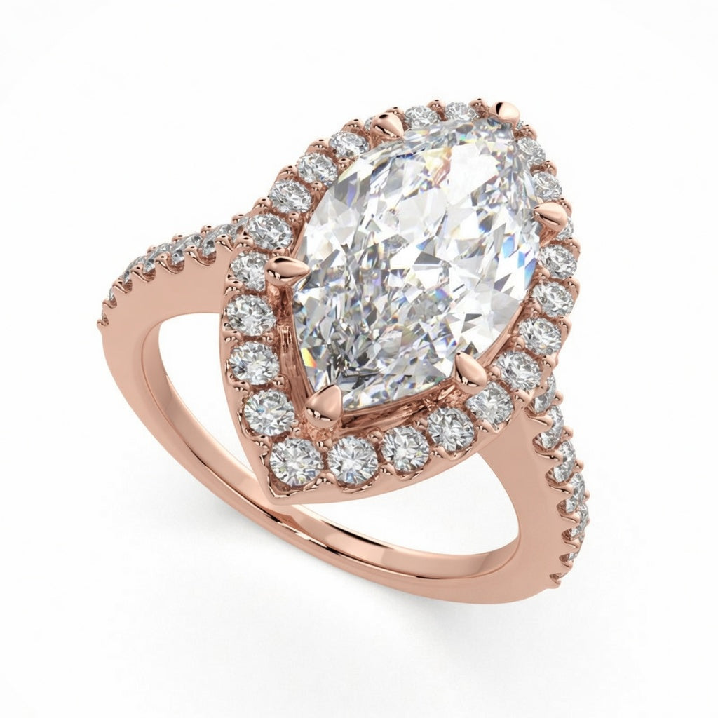 Bianca 1.5 Carat Marquise Cut Halo Pave Engagement Ring