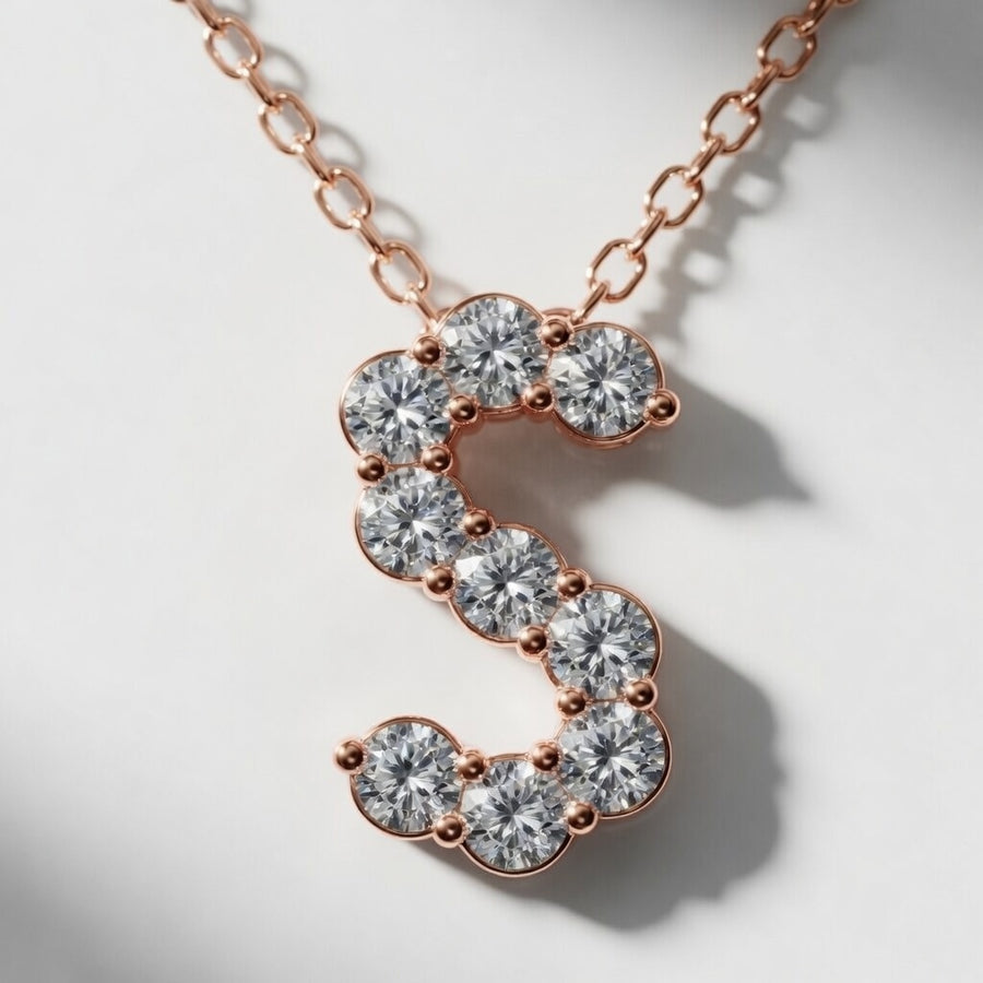 1.00 CTW Round Lab-Grown Diamond Initial S Personalized Pendant (D–F / VS1–VS2)