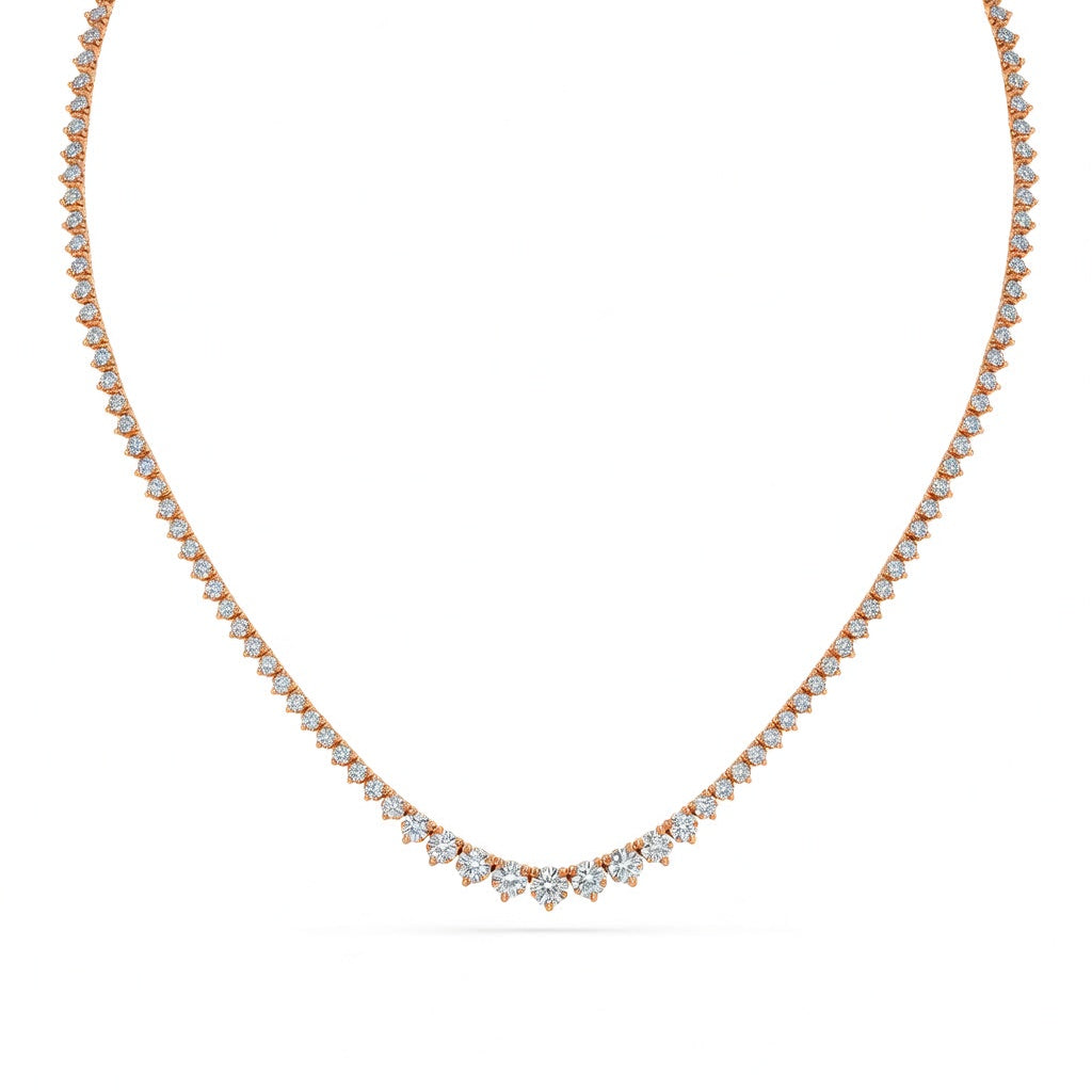 9.7 Ct Round Cut Diamond Tennis Necklace VS1 D-F White Gold 14k